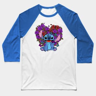 Stitch butterfly love Baseball T-Shirt